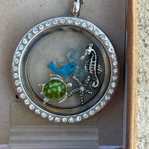 Silver Locket with Sea Life Charms